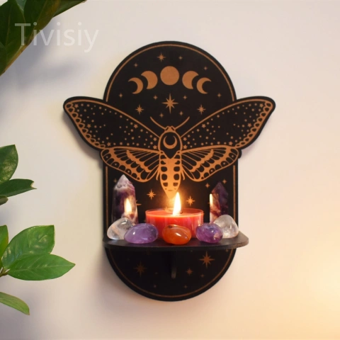 Magical Moth Moon Crystal Altar shelf